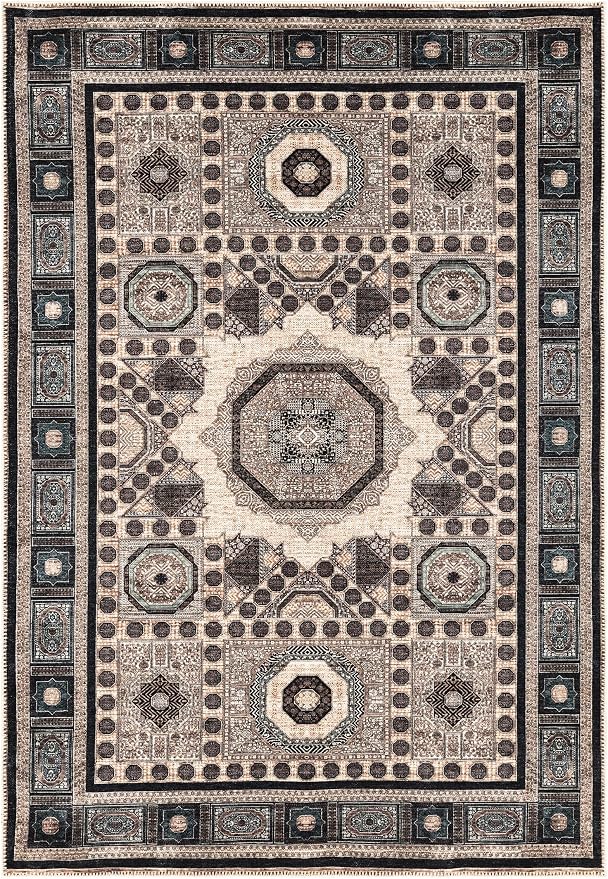 Keen Home Design 3x5 Rug - Machine Washable Entry Rug with Non-Slip Backing, Ideal for Enteryway, Kitchen, Bathroom, Laundry Room - Vintage, Easy Clean, Durable, Low Pile Rug - (3' x 5')