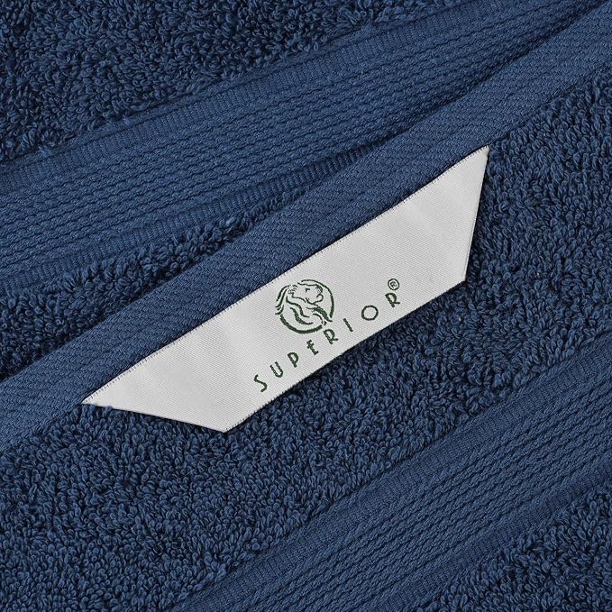 Superior 100% Organic Cotton Bath Towel Set of 3, Daily Use for Bathroom, Guest Bath, Quick Dry, Spa, Resort Towels, Absorbent, Home Essentials, 3-Piece Bath Towels, Oregon Collection, Navy Blue
