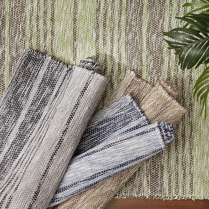 DII Woven Rag Rug Collection Recycled Yarn Variegated Rustic Stripe, 2x3', Gray
