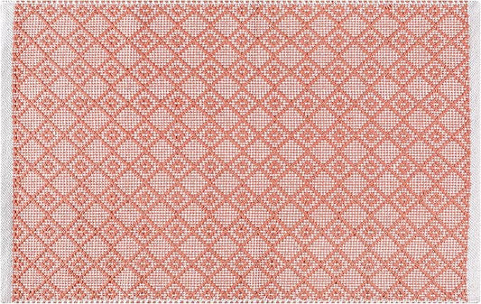 Cotton Diamond Woven Area Rug 2x3 Feet - Dusty Pink, Non Slip Soft Decorative Farmhouse Décor Floor Rugs Ideal for Entryway, Kitchen, Patio | Peach Sturdy Accent Balcont Throw Door Mat for Washable