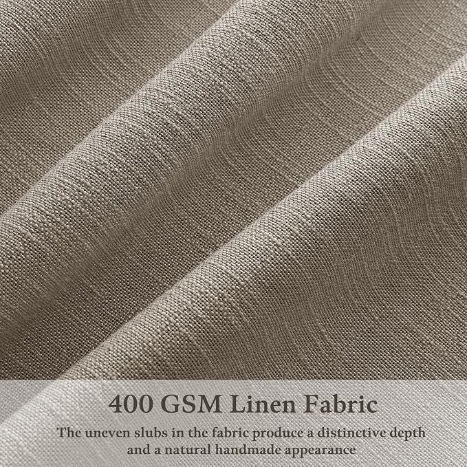 Pinch Pleated Taupe Linen Curtains 84 Inch Length 2 Panels Set for Living Room Semi Sheer Window Drapes Light Filtering Burlap Flax Pleat Bedroom Curtain Back Tab 50x84 Inches Burlywood Birch