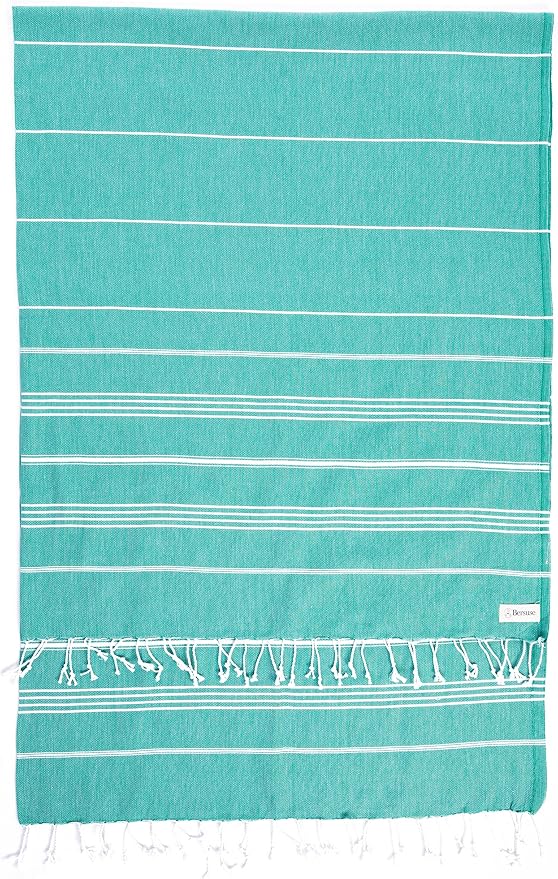 Bersuse Towels Anatolia XL Beach Blanket Throw Blanket Turkish Towel 100% Cotton Extra-Large Quick-Dry Lightweight Premium Peshtemal Towel - 61x82 Inches, Teal
