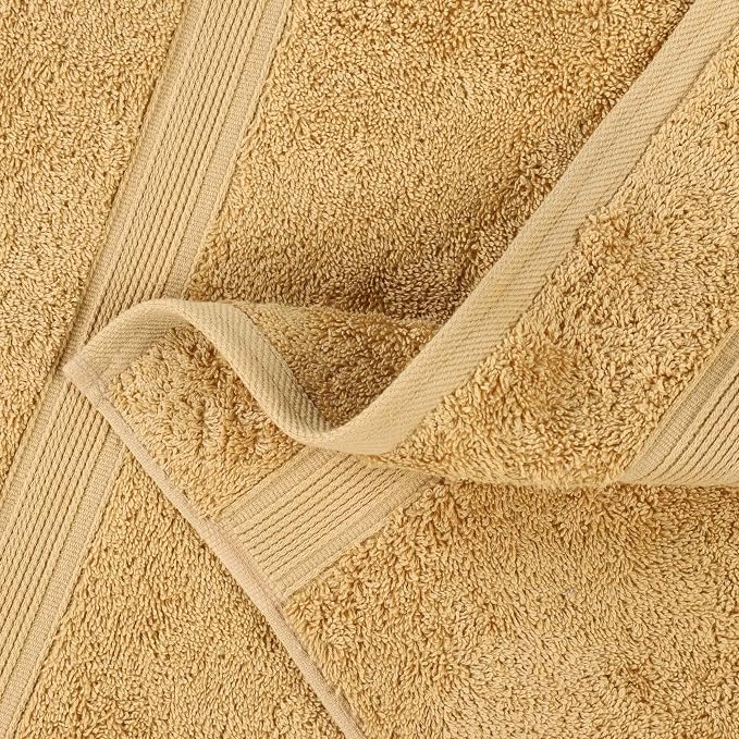 Superior 100% Organic Cotton Bath Towel Set of 3, Daily Use for Bathroom, Guest Bath, Quick Dry, Spa, Resort Towels, Absorbent, Home Essentials, 3-Piece Bath Towels, Oregon Collection, Gold