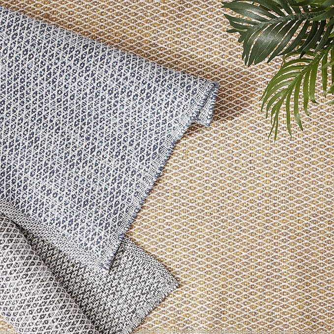 DII Woven Recycled Yarn Rag Rug Collection Miniature Diamonds, 2x3', Gray (Pack of 4)