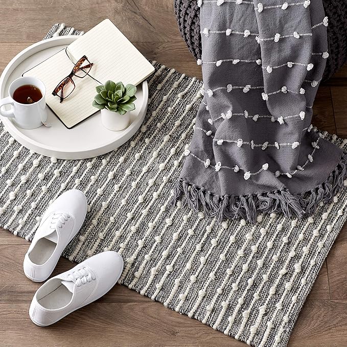 DII Slub Rug Collection Recycled Cotton Loop, 2x3', Mineral Gray