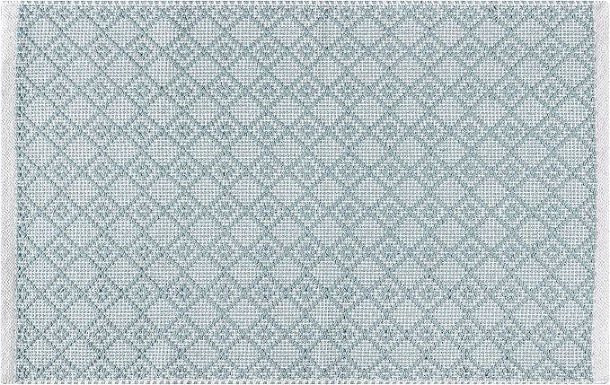 Cotton Diamond Woven Area Rug 2x3 Feet - Spa Grey, Anti Slip Decorative Durable Boho Front Door Throw Mats Ideal for Entryway, Kitchen, Office | Teal Farmhouse Indoor Daily Use Patio Rugs for Bedroom