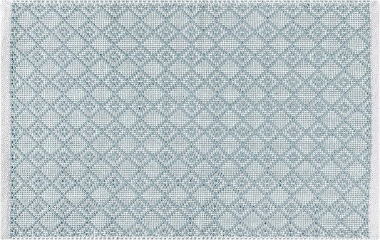 Cotton Diamond Woven Area Rug 2x3 Feet - Spa Grey, Anti Slip Decorative Durable Boho Front Door Throw Mats Ideal for Entryway, Kitchen, Office | Teal Farmhouse Indoor Daily Use Patio Rugs for Bedroom