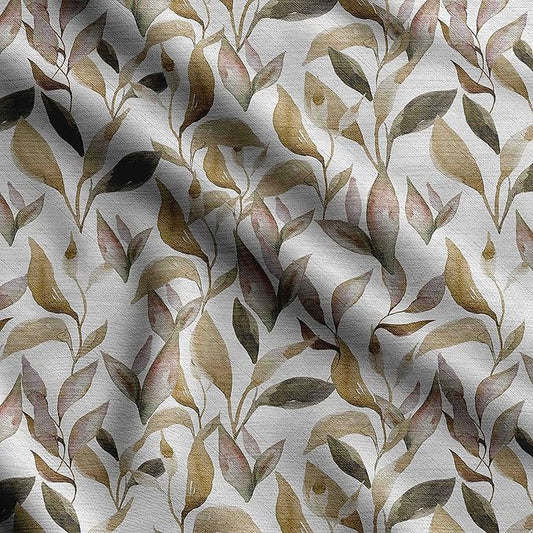 Soimoi Heavyweight Cotton Poplin Fabric Material, Green - Leaves Printed - 42" Inch Width, Natural Cotton Material for Quilt Making, Dresses, Skirts, Pajamas, Pillowcases, Tablecloths, Kurtis, 1 Yard