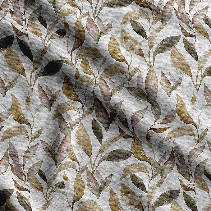 Soimoi Leaves Print - Green, Viscose Rayon Fabric Material - 42 Inch Wide, 1 Yard, Unstitched Material for Dresses, Blouses, Skirts, Sleepwear, Kids Clothing