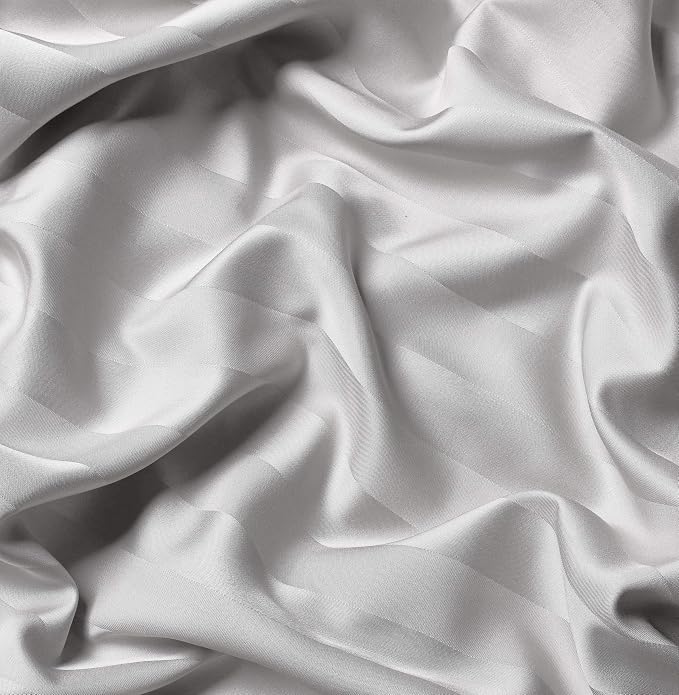 Pure Bamboo Queen Sheets, Genuine 100% Organic Viscose Derived from Bamboo Bed Sheet Set, Luxuriously Soft & Cooling, Double Stitching, 2 Year Quality Promise (Queen, Jacquard White)
