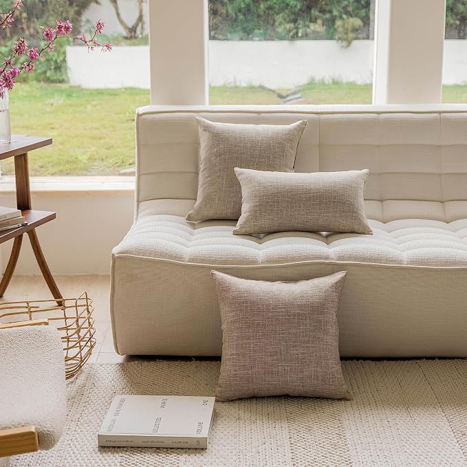 Home Brilliant Euro Shams Pillow Covers 26x26 Lined Linen Decorative Square Pillow Covers Neutral Decorative Pillowcases for Bedroom Living Room Nursery, 26 x 26 Inch, Set of 2, Burlap