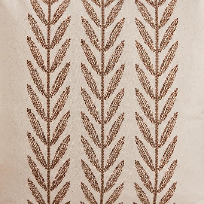 100% Cotton Farmhouse Leaves Lumbar Throw Pillow Covers Set of 2, 12x20 Inch Caramel Pastoral Decorative Print Cushion Covers for Sofa Bed Living Room Home Decor