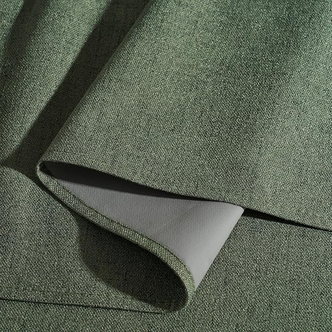 RYB HOME Olive Green 100% Blackout Linen Curtains 84 inches Long, Luxury Thermal Insulated Room Darkening Drapes for Living Room/Bedroom/Sliding Doors, Back Tab&Rod Pocket, W52xL84, 2 Panels