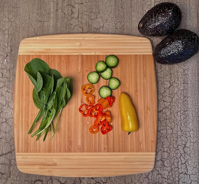 CBN112 Napa Bamboo Wood Cutting Board for Kitchen | Chopping Board | Carving Vegetables, Fruits, Meat - 12'' x 12" x 0.75"