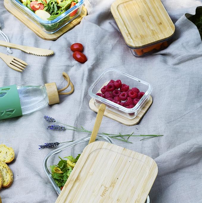 Pebbly 1800ml Rectangular Glass Dish/Box with Bamboo Lid