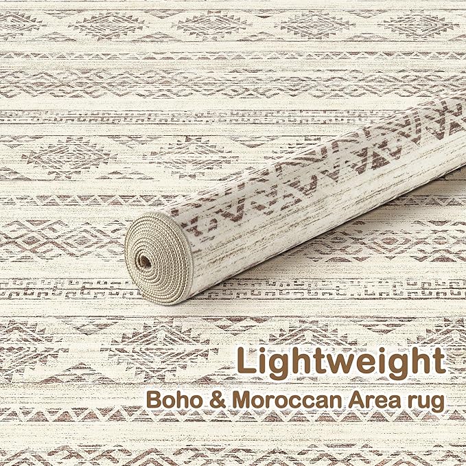 Tortania Area Rug Living Room Rugs - 12x15 Washable Large Soft Neutral Boho Moroccan Bohemian Farmhouse Rug Indoor Floor Carpet for Bedroom Under Dining Table Home Office Decor - Brown