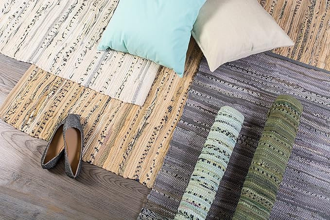 DII Chindi Home Collection Handwoven Multicolor Area Rag Rug, 20x31.5, Mint Green