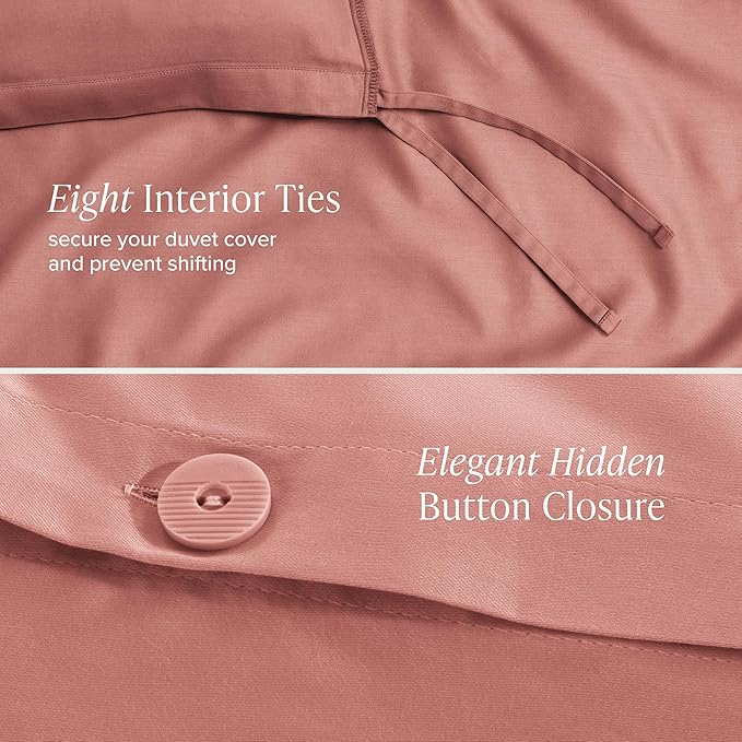 Bare Home 100% Organic Cotton Sateen Duvet Cover Set - Full - 400 Thread Count - Smooth Sateen Weave - Warm & Luxurious - Duvet Cover (Full, Dusty Rose)
