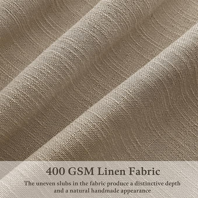 108 Inches Pleated Linen Curtains 2 Panels for Living Room Bedroom Tan Bohemian Memory Training Light Filtering Flax Linen Pinch Pleat Drapes for Track System 9 ft Cottage Sliding Door Curtain 50W