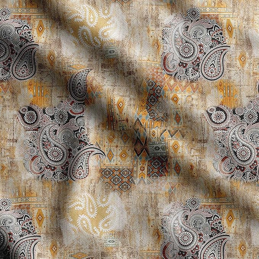 Soimoi Silky Satin Fabric Material, 1 Yard - 42" Inch Width, Orange - Asian Print - Soft Shiny Fabric for Dress, Pillowcases, Pajamas, Evening Dress, DIY