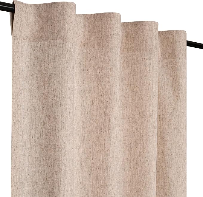 Bedding Craft Natural Flax Linen Drapes Set of 2, 50x108 Inch | Linen & Cotton Mix, Living Room & Bedroom, Privacy & Light Control, Elegant Rustic to Modern Style
