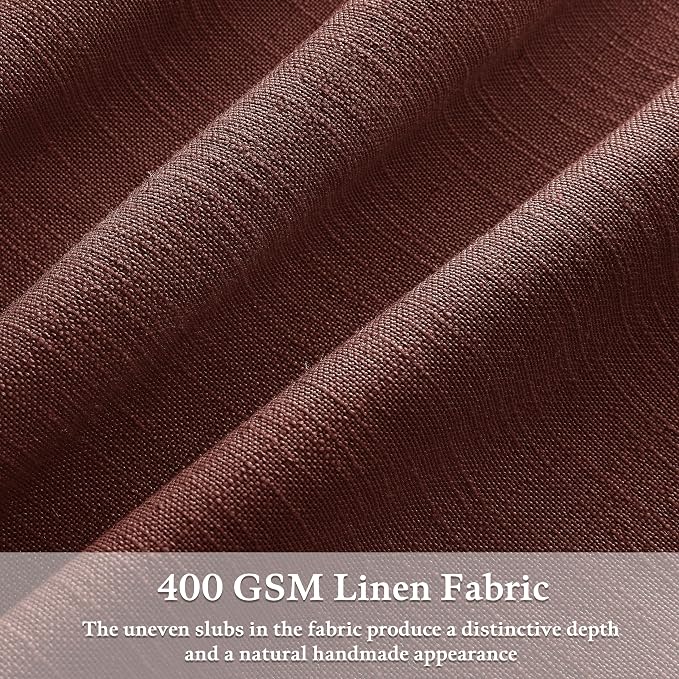 Pinch Pleated Short Linen Curtains 45 Inches Long 2 Panels Light Filtering Memory Trained Red Brick Curtain for Kitchen Bedroom Small Window 45 Inch Semi Sheer Privacy Linen Blend Cafe Drapes 50x45