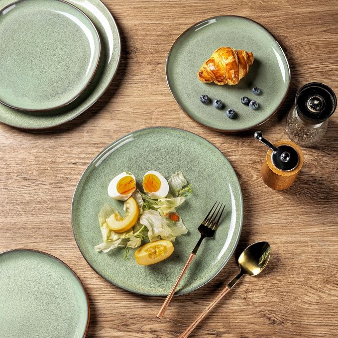 AmorArc Ceramic Dinnerware Sets,Handmade Reactive Glaze Stoneware Plates and Bowls Sets,Highly Scratch Resistant | Dishwasher & Microwave Safe Dishes Set,Service for 4 (12pc)
