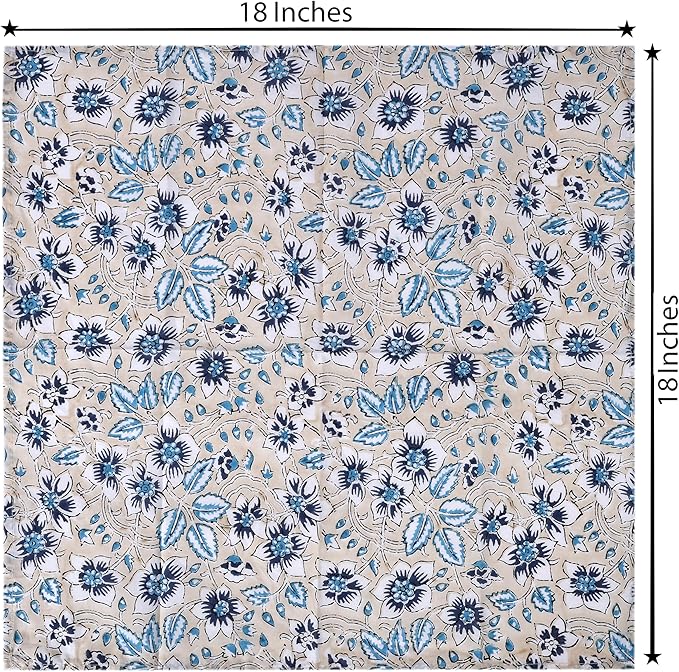 The Home Talk 100% Cotton Fall Cloth Designer Dinner Napkins, Handblock Print, Washable Durable Linen for Everyday Use Wedding Parties Outdoors Thanksgiving I 18 X 18 Inches I Set of 6 | Uday