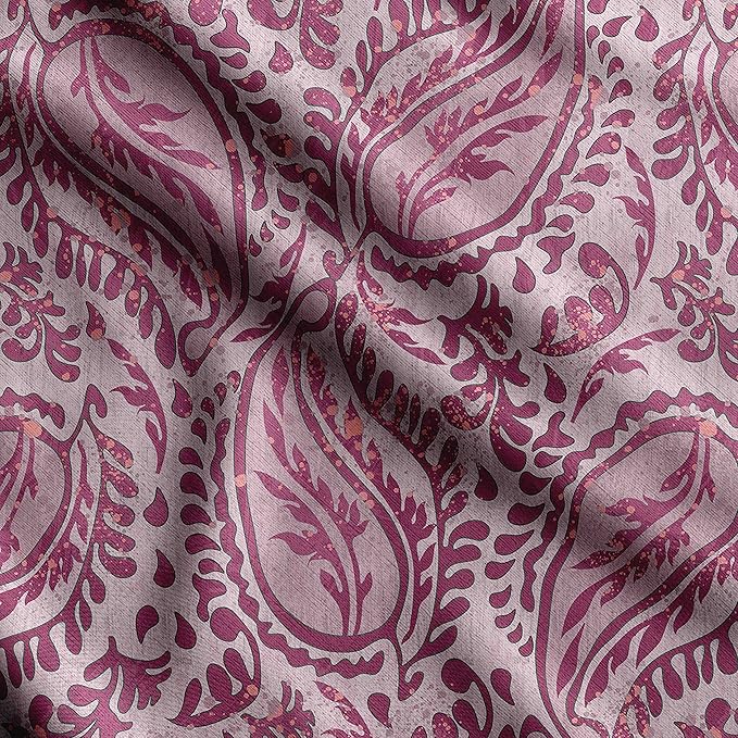 Soimoi Asian Paisley Print - Pink, Premium Cotton Cambric Fabric - Medium Weight Material for Quilting, Kurtis, Blouse, Kids Clothing, Tunic, Curtains - 42" Inch Wide, 1 Yard