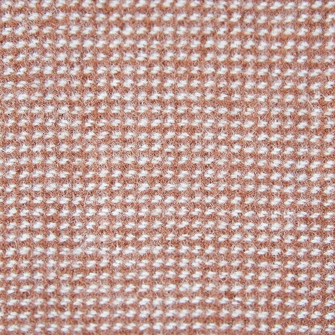 Calyx Interiors Wool Throw Blanket – 50 x 60in Lambswool Throw Blanket with Tassels – Soft and Warm Thick Wool Throw – Throw Blanket for Couch, Bed, Sofa – Warm Blanket for Winter (Brick/Cream)