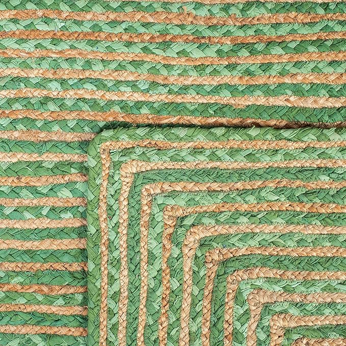 SAFAVIEH Cape Cod Collection Runner Rug - 2'3" x 16', Green & Natural Brown, Handmade Jute & Cotton, Woven Braided Design (CAP202Y)